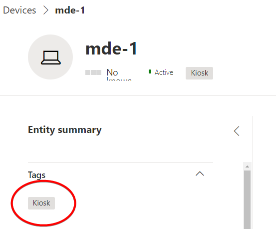 04 tag showing on device defender for endpoint