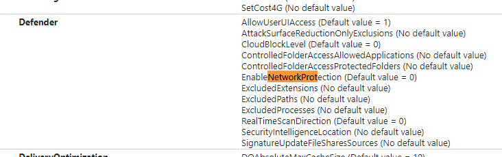 Network Protection not in MDM report