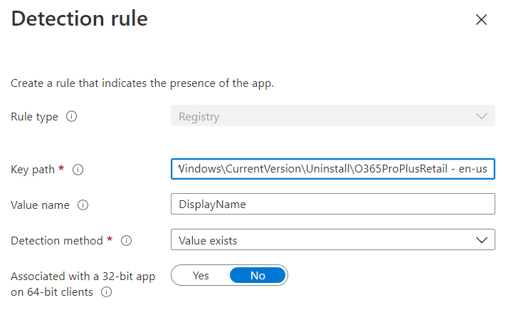 Office 365 Win32 Detection Rule